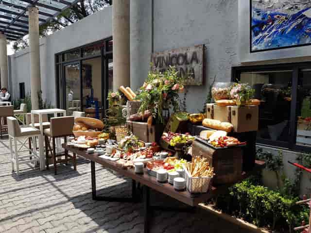 Rustic-chic grazing station at outdoor reception, Vinícola del Bosque cocktail hour.