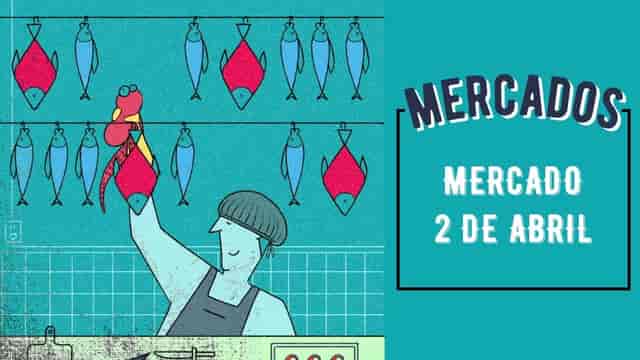 Mercado 2 de Abril promotional graphic: clean culinary event illustration for local food market.