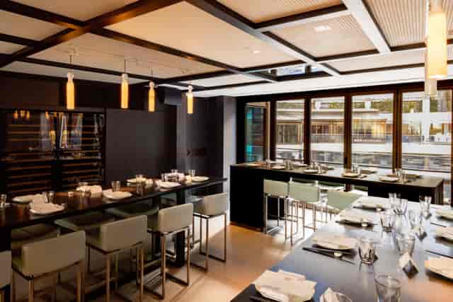 Private dining room at Yauatcha City, featuring elegant decor for intimate events.