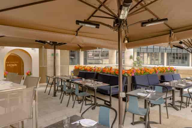 Yauatcha terrace, floral decor, corporate event, cocktail reception