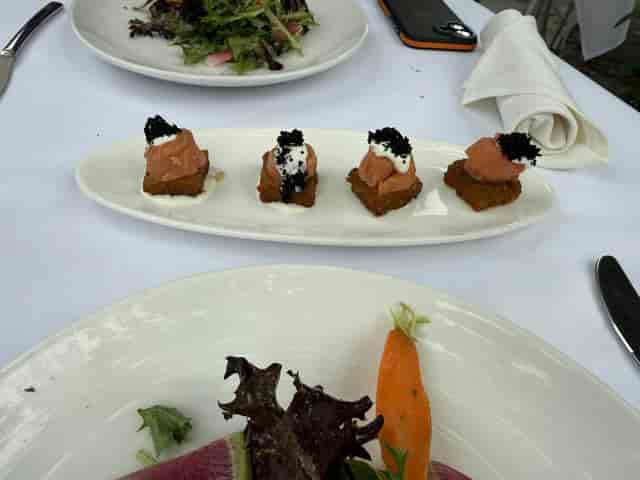 Upscale plated starter at SantaCafe private dining for corporate events.