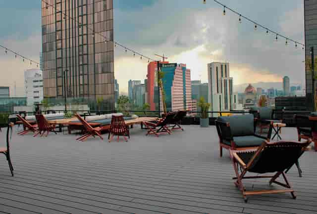 Xkina Terraza rooftop venue with city skyline views for cocktail receptions and networking events.