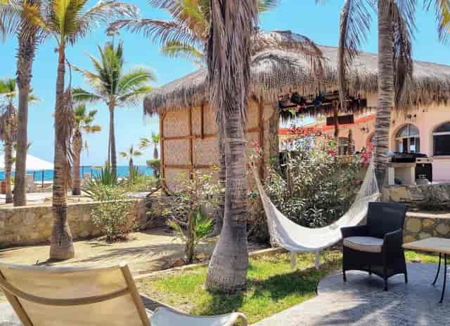 Tropical beach resort breakout area for incentive trip networking and relaxation.