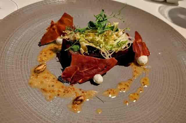 Elegant first course at Outdoor Portal Geronimo, ideal for upscale gala and VIP dinner catering.