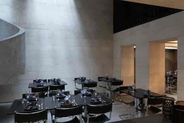 Minimalist Masala y Maiz dining room for corporate dinners and networking events.