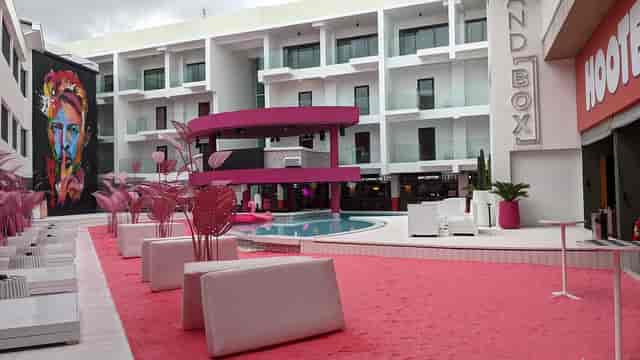 Lounge at Socialtel with bold decor for experiential brand activations and incentive travel events.