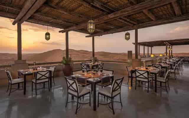 Luxury Anantara desert dining set for an exclusive incentive dinner or VIP event.