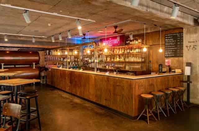 Industrial-chic Understudy venue at National Theatre for networking and corporate events.