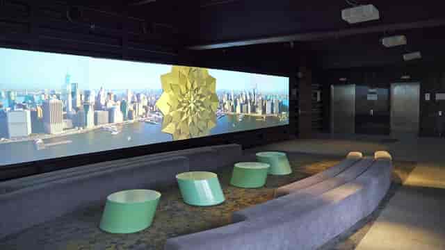 Fittipaldi breakout lounge with LED video wall for corporate events and brand activations.