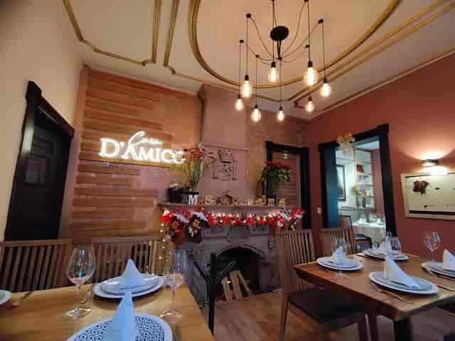 Rustic private dining room at Casa D'Amico for holiday gatherings and executive dinners.