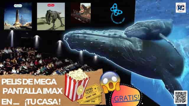 IMAX theater graphic at Papalote Museo del Niño, promoting a free premium cinema event.