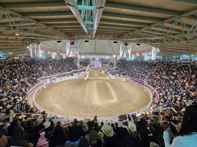 Lienzo Charro La Tapatía arena with dirt floor, ideal for large-scale rodeo and equestrian events.