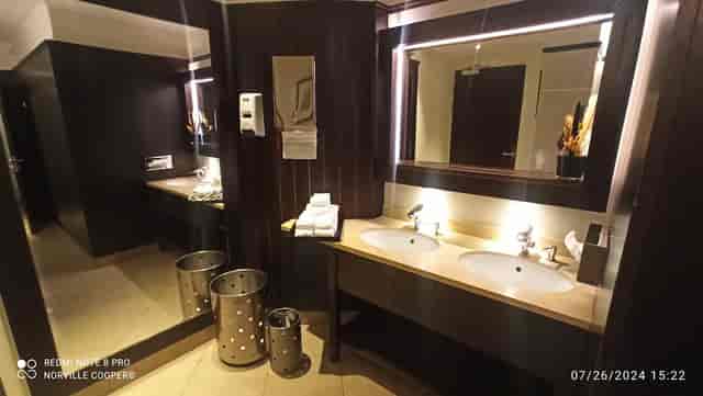 Upscale venue restroom at Lausanne Palace for corporate events and luxury galas.
