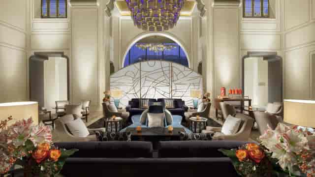 Sophisticated Hotel Royal Savoy ballroom for luxury VIP networking and corporate reception events.