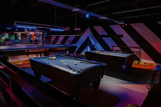 Tournament area in Roxy Ball Room, York, featuring pool tables for events and gatherings.