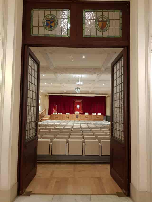 Casino de Madrid auditorium with tiered seating for formal presentations and academic panels.