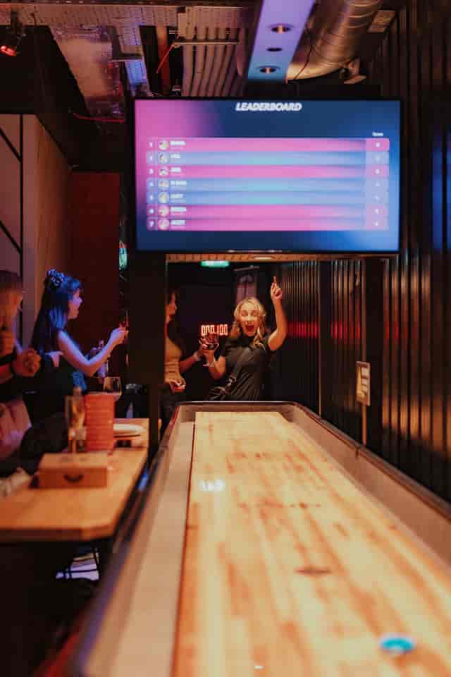 Roxy Ball Room tournament area in London, vibrant setup for networking and team-building events.