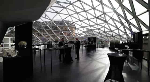 Modern event space in La Lanterna Rome with a glass dome, perfect for networking events.