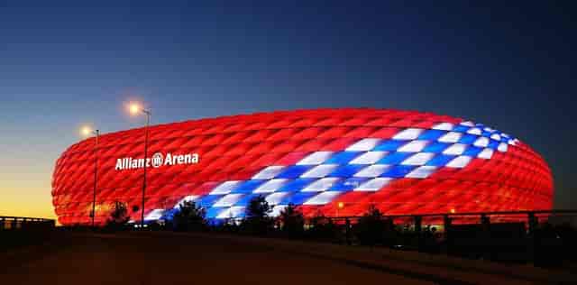 Allianz Arena stadium exterior, ideal for large-scale corporate event venues and branding.