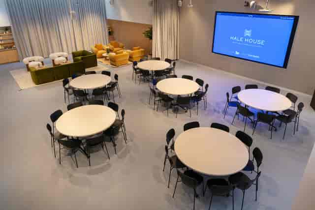 The Events Lounge at Hale House: contemporary workshop space for corporate networking events.