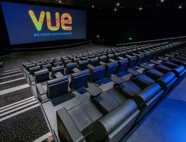 Vue Edinburgh cinema screen with raked seating for corporate presentations and business events.