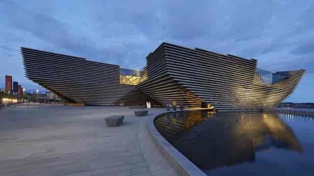 Juniper Auditorium at V&A Dundee, unique geometry for gala and evening reception venue.