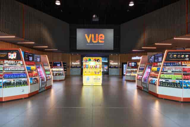 Modern cinema foyer at Vue Bristol, perfect for corporate events and experiential brand activations.