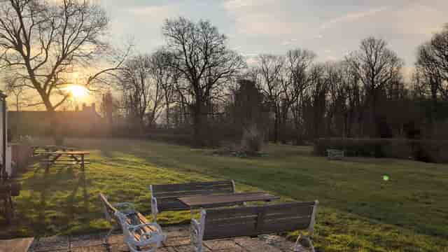 Sun terrace at The Coppleridge Inn for outdoor networking and corporate team-building events.