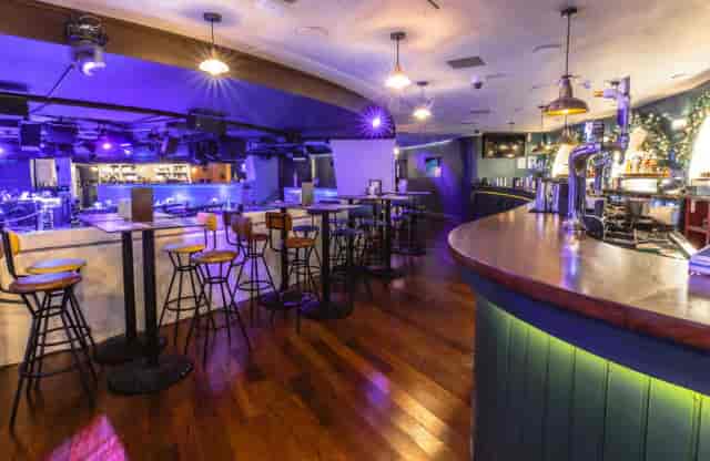 Piano Works Covent Garden venue with high-top seating for networking events and conferences.