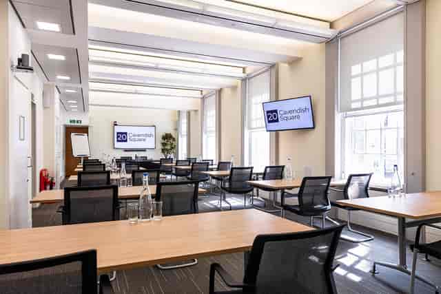 Peggy Nuttall in a modern corporate meeting room at 20 Cavendish Square, ideal for workshops.