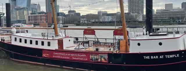 Unique boat venue for events with city backdrop - perfect for gatherings and rentals.