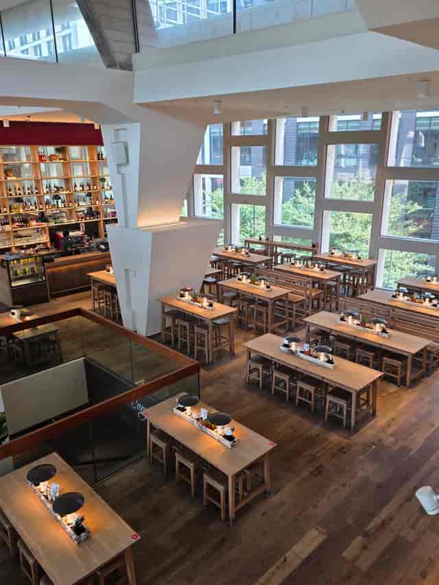 Spacious modern dining venue at Vapiano Tottenham Court Road for events and gatherings.
