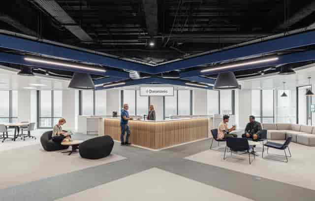 Modern Datatonic meeting room with inviting seating for networking events.