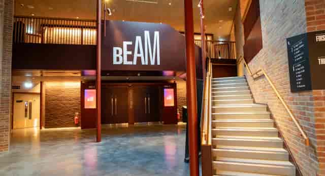 BEAM Stage One modern event foyer with stairs for registration and corporate networking.