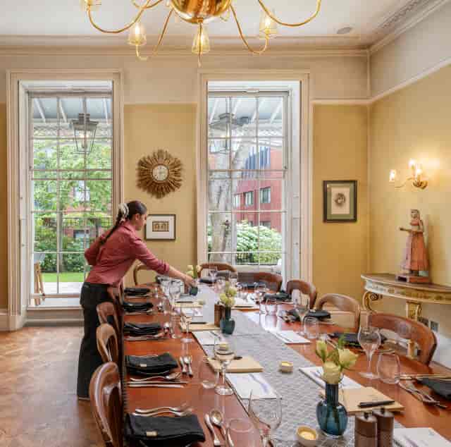 Club Room at Southernhay House: elegant dining for corporate meetings and special events.