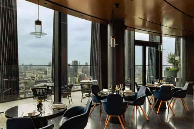 Rooftop restaurant event, city views, Hoxton venue