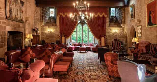 Stuart Suite lounge at Langley Castle Hotel, ideal for networking and team-building events.