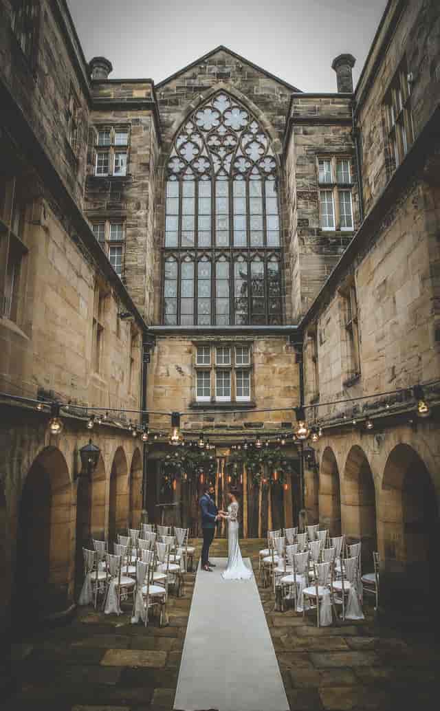 Great Hall at Matfen Hall: rustic stone venue for intimate cocktail receptions.