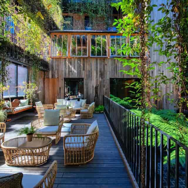 Jurema Terrace at The Mandrake: rustic VIP lounge for intimate networking events.