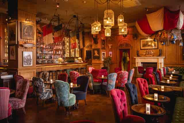Semi-private gathering for 30-40 guests at Mr Fogg's Residence with cozy decor.