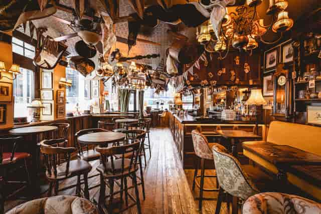 Cozy venue with rustic decor for intimate gatherings and team-building events.