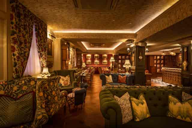 Elegant lounge area in Mr Fogg's Apothecary, perfect for intimate meetings and social events.