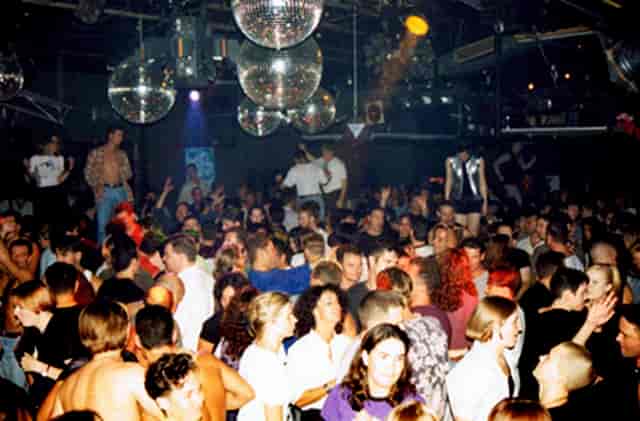 Connections Nightclub event space with disco ball decor for high-energy nightlife parties.