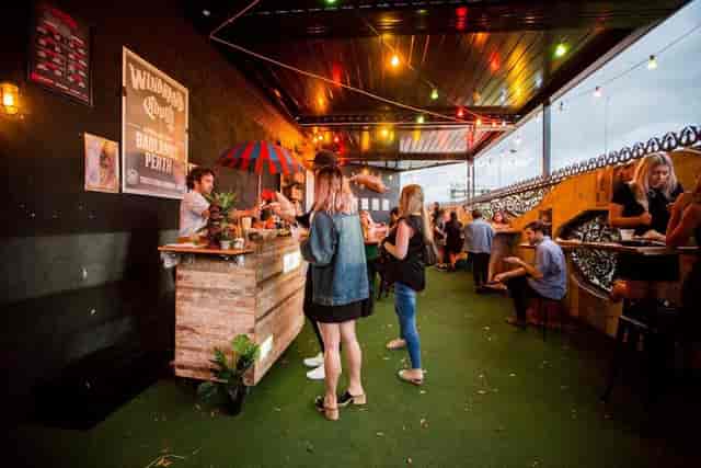 Rooftop terrace at Badlands Bar, ideal for casual networking events and corporate mixers.