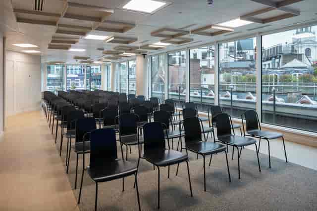 The Pavilion at Ellisse with floor-to-ceiling windows for corporate seminars and presentations.