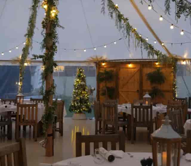 Teepee event space at Gonville Hotel with festive decor, perfect for gatherings.
