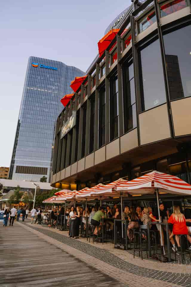 The Boardwalk outdoor patio: an ideal urban venue for professional networking reception events.