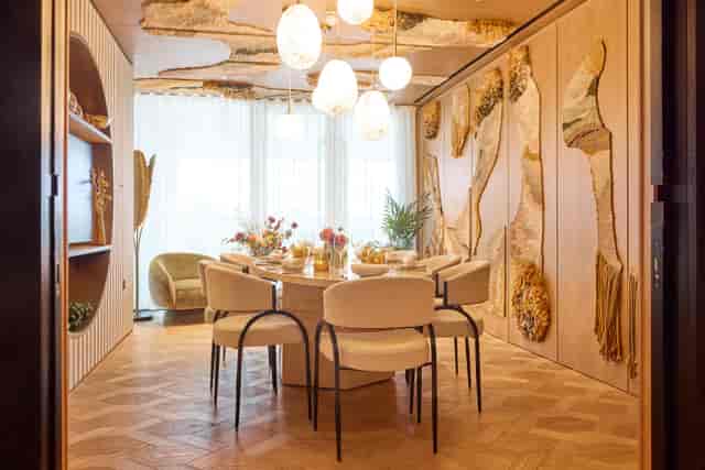 Stylish private dining room in Fulham Pier, ideal for small meetings and gatherings.