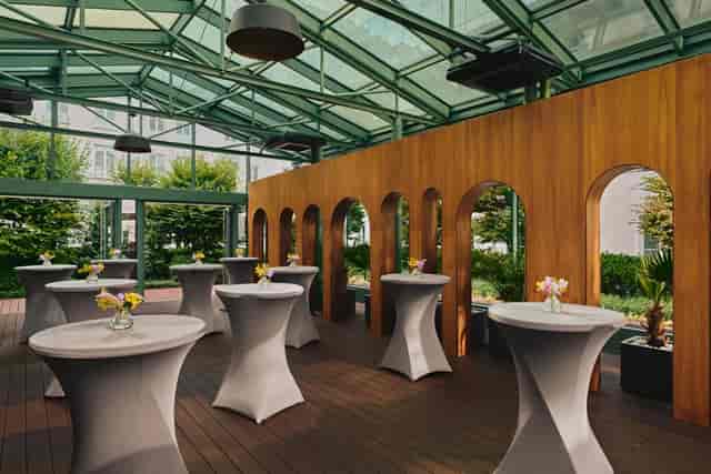 Raffles Warsaw ballroom atrium for elegant networking receptions and corporate cocktail events.