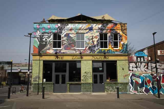 Lord Napier Star rooftop terrace with mural facade for creative workshops and networking events.